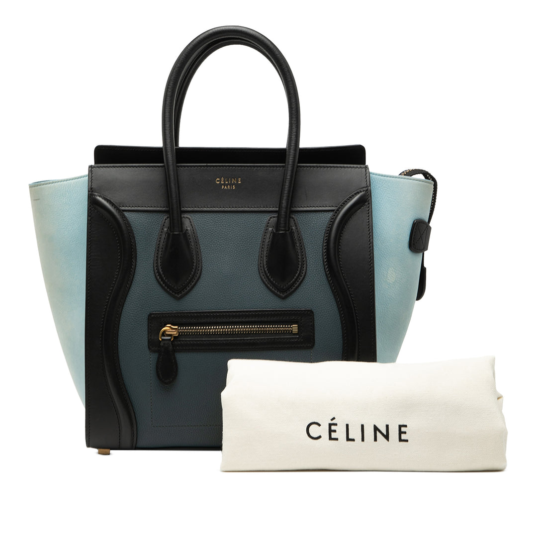 Celine Micro Tricolor Nubuck et Drummed Cuir de veau Luggage Cabas
