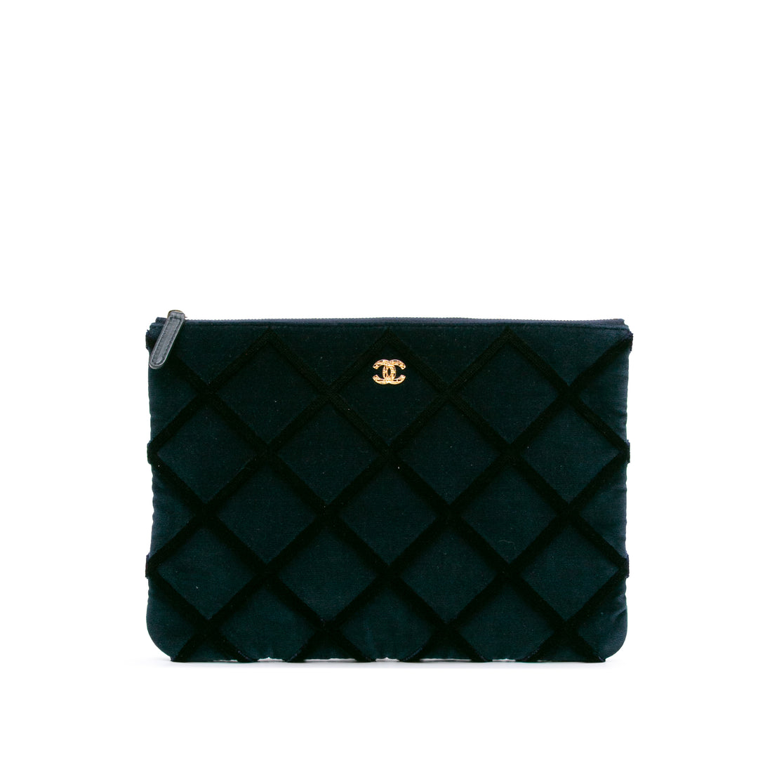 Medium CC Quilted Velvet O Case Clutch Blue - Gaby Paris