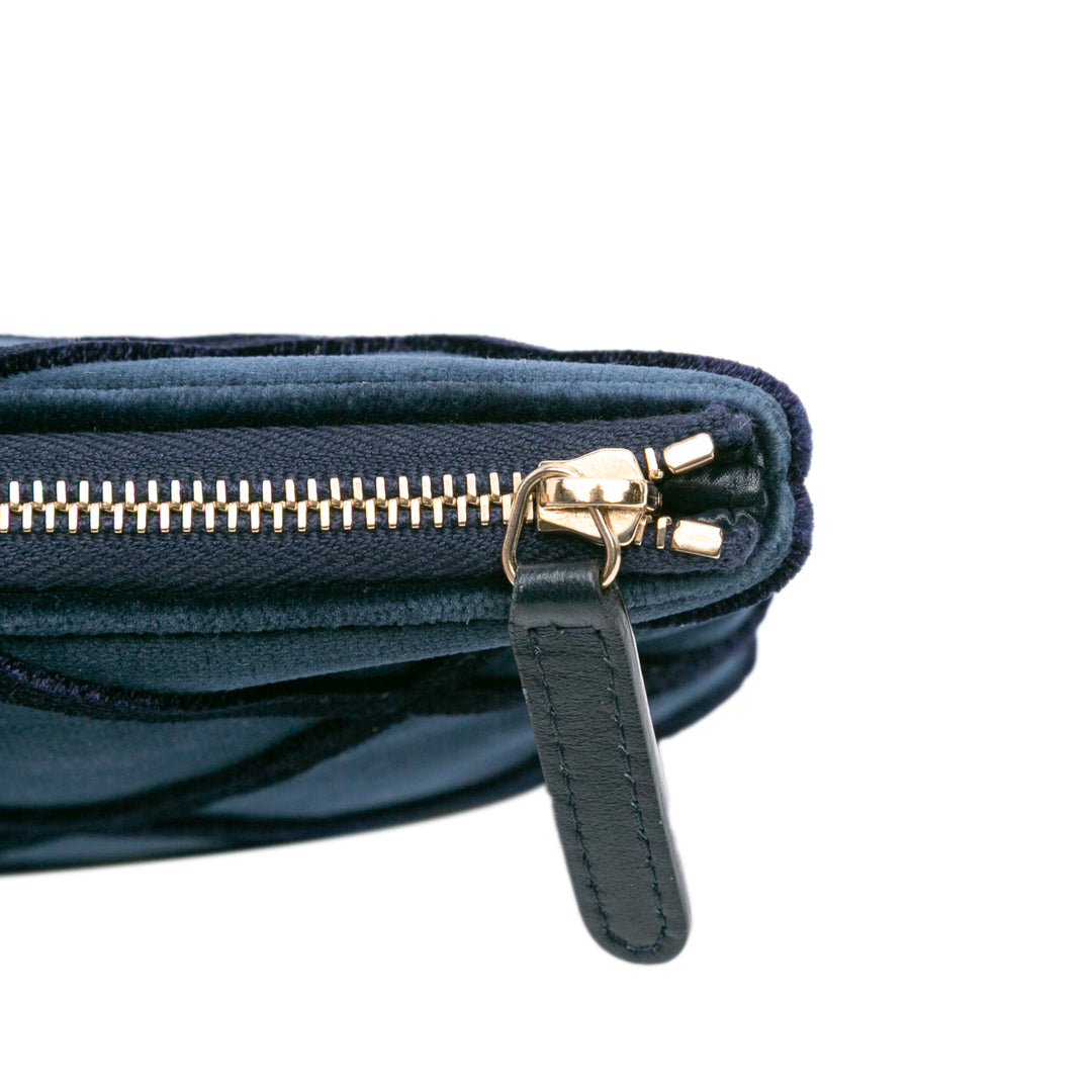 Medium CC Quilted Velvet O Case Clutch Blue - Gaby Paris