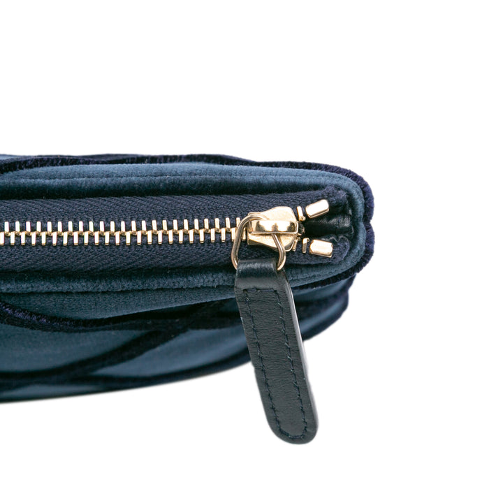 Medium CC Quilted Velvet O Case Clutch Blue - Gaby Paris