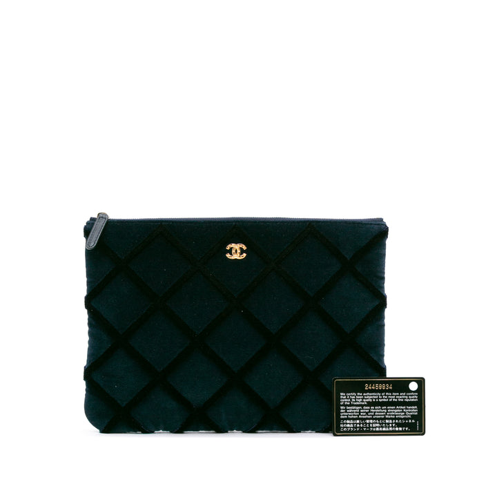 Medium CC Quilted Velvet O Case Clutch Blue - Gaby Paris