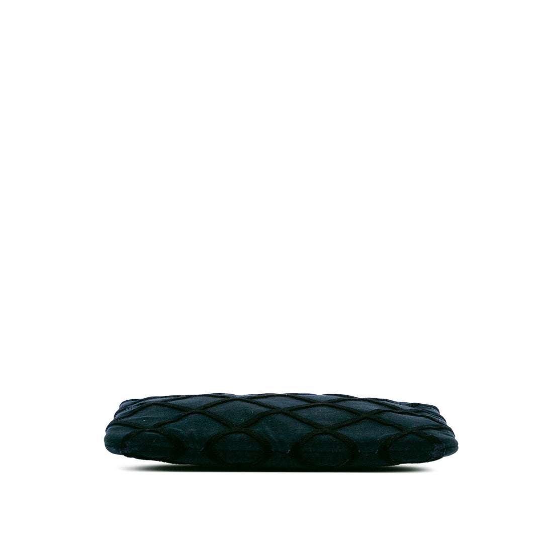 Medium CC Quilted Velvet O Case Clutch Blue - Gaby Paris