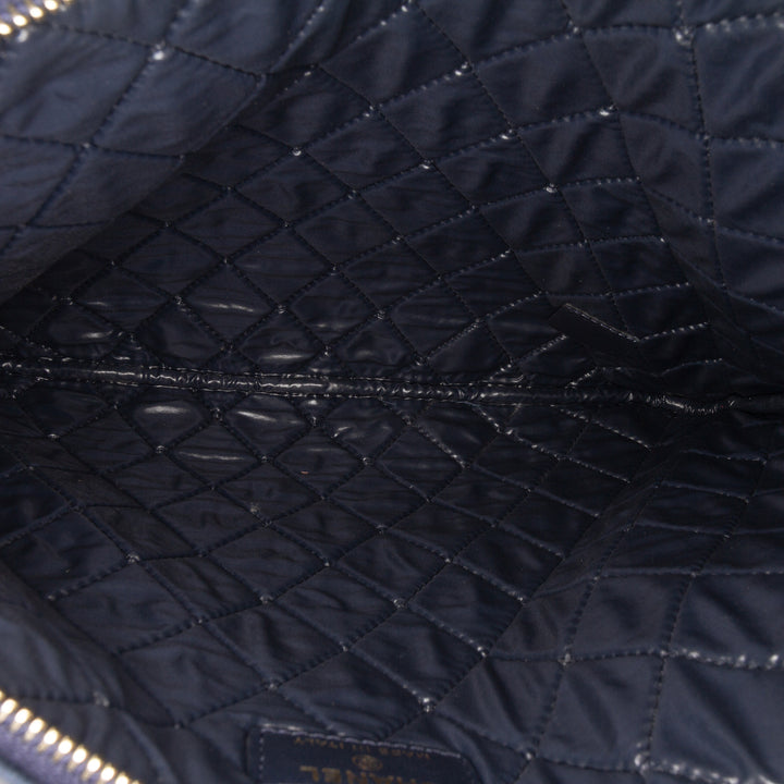 Medium CC Quilted Velvet O Case Clutch Blue - Gaby Paris
