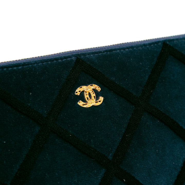 Medium CC Quilted Velvet O Case Clutch Blue - Gaby Paris