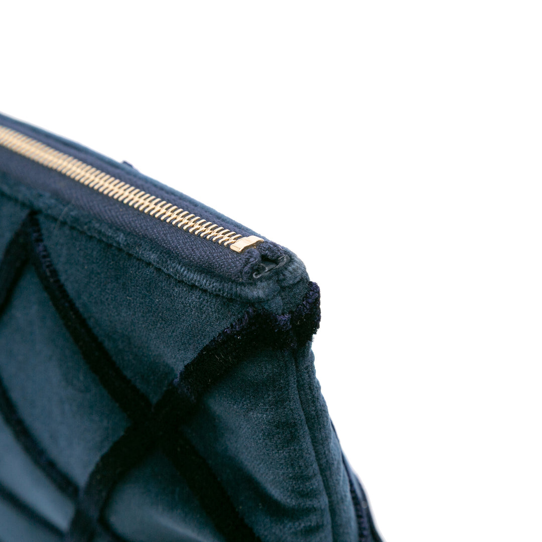 Medium CC Quilted Velvet O Case Clutch Blue - Gaby Paris