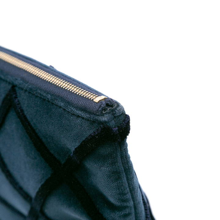 Medium CC Quilted Velvet O Case Clutch Blue - Gaby Paris