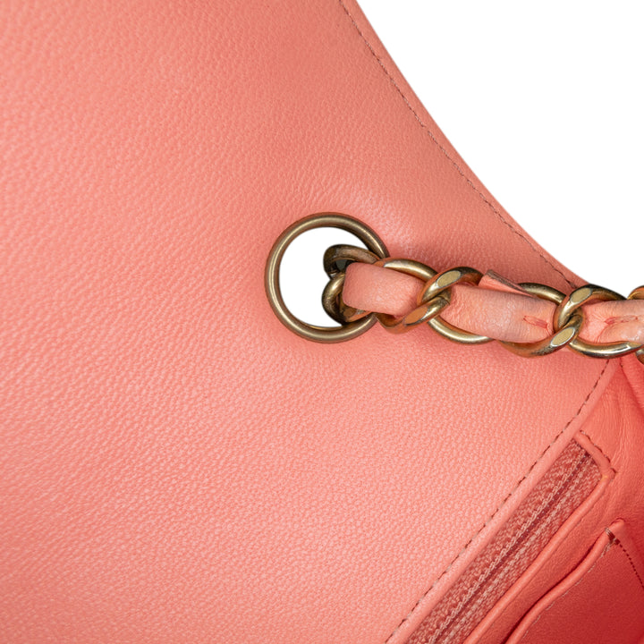 Mini Rectangular Classic Chevron Lambskin Single Flap Pink - Gaby Paris