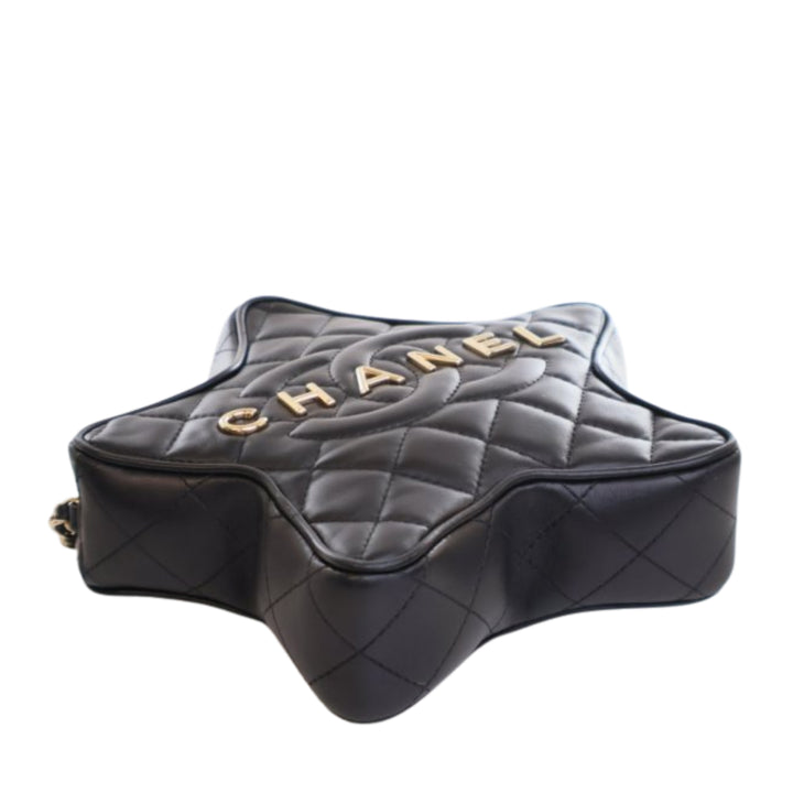 Matelassé Walk Of Fame Star Sac Cuir d'agneau Noir