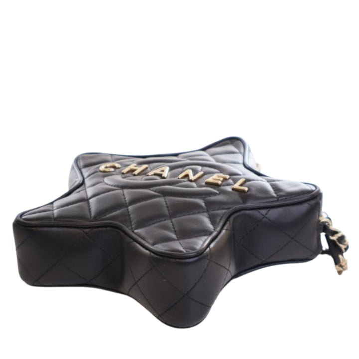 Matelassé Walk Of Fame Star Sac Cuir d'agneau Noir