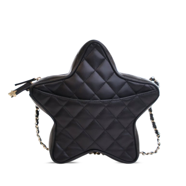 Matelassé Walk Of Fame Star Sac Cuir d'agneau Noir