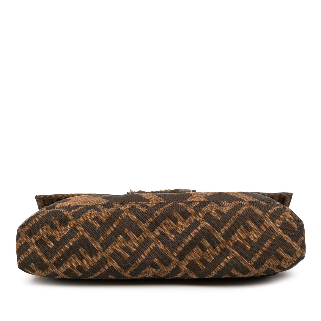 Fendi Zucca Toile and Cuir Chain Maxi Baguette Marron