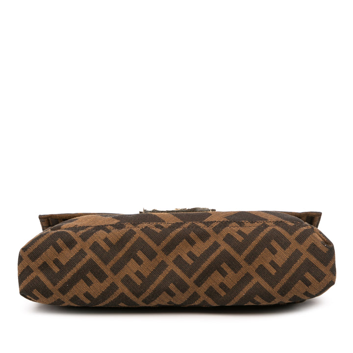 Fendi Zucca Toile and Cuir Chain Maxi Baguette Marron