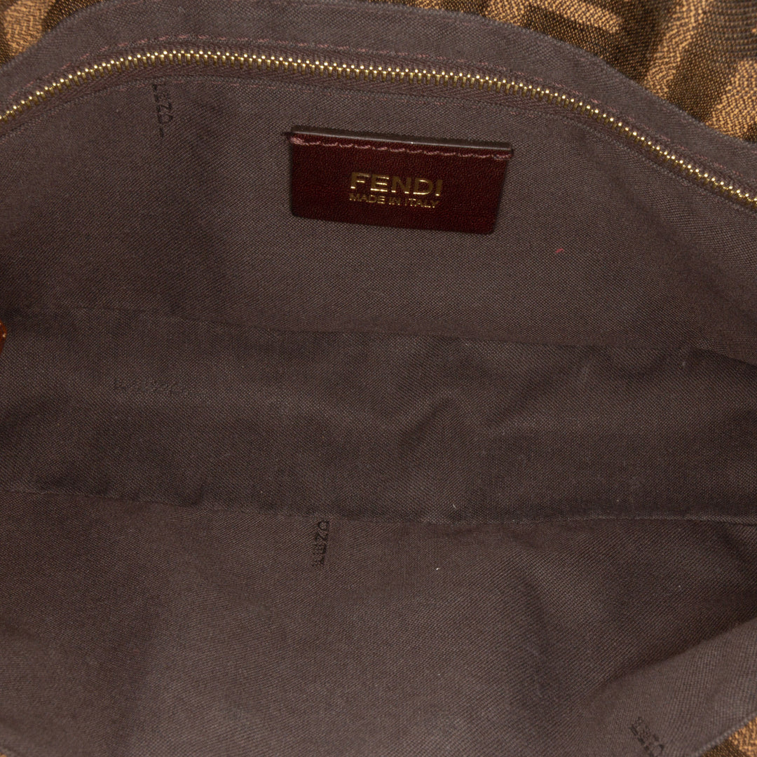 Fendi Zucca Toile and Cuir Chain Maxi Baguette Marron