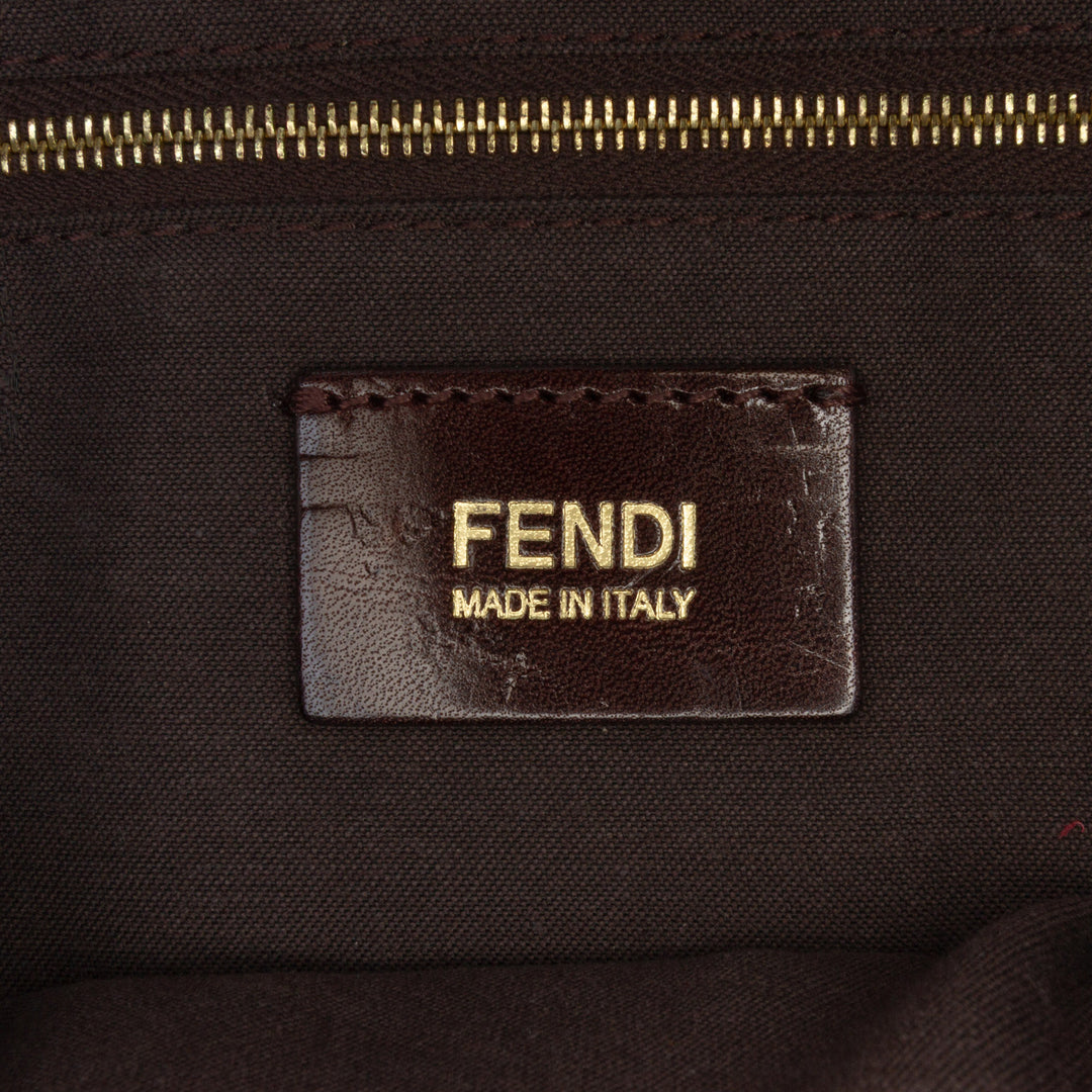 Fendi Zucca Toile and Cuir Chain Maxi Baguette Marron
