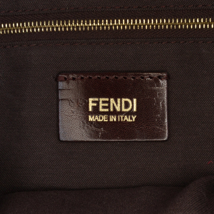 Fendi Zucca Toile and Cuir Chain Maxi Baguette Marron