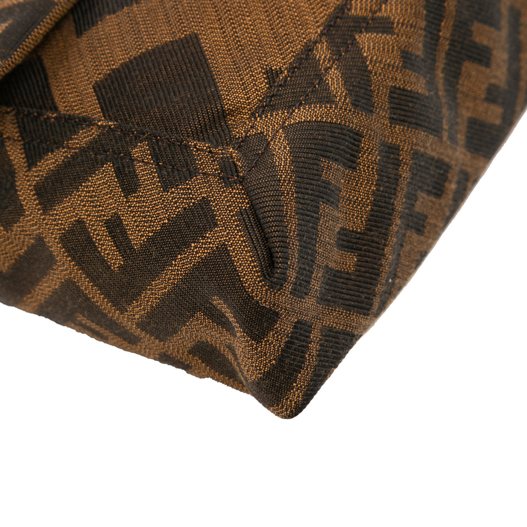 Fendi Zucca Toile and Cuir Chain Maxi Baguette Marron