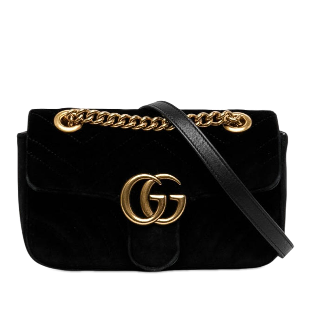 Gucci Sac porté épaule GG Marmont Matelasse Petit Noir – vue principale – GABY PARIS
