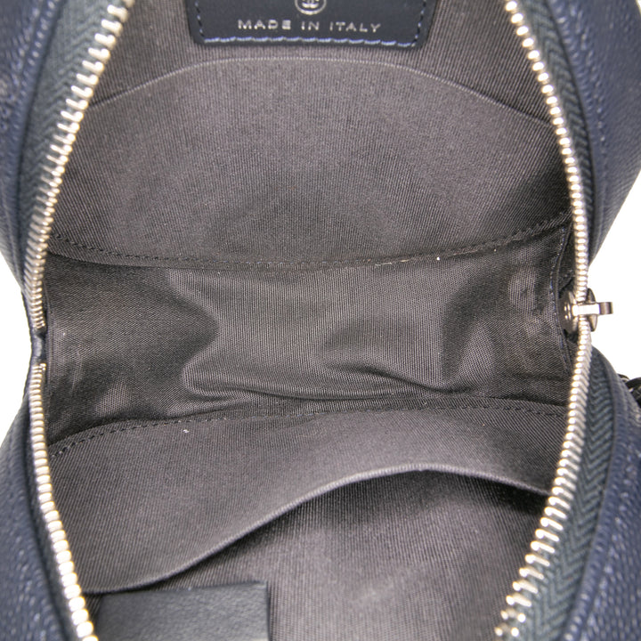 Caviar Striped CC Filigree Round Crossbody Blue - Gaby Paris