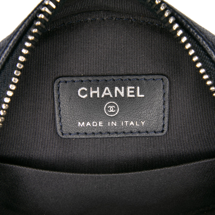 Caviar Striped CC Filigree Round Crossbody Blue - Gaby Paris