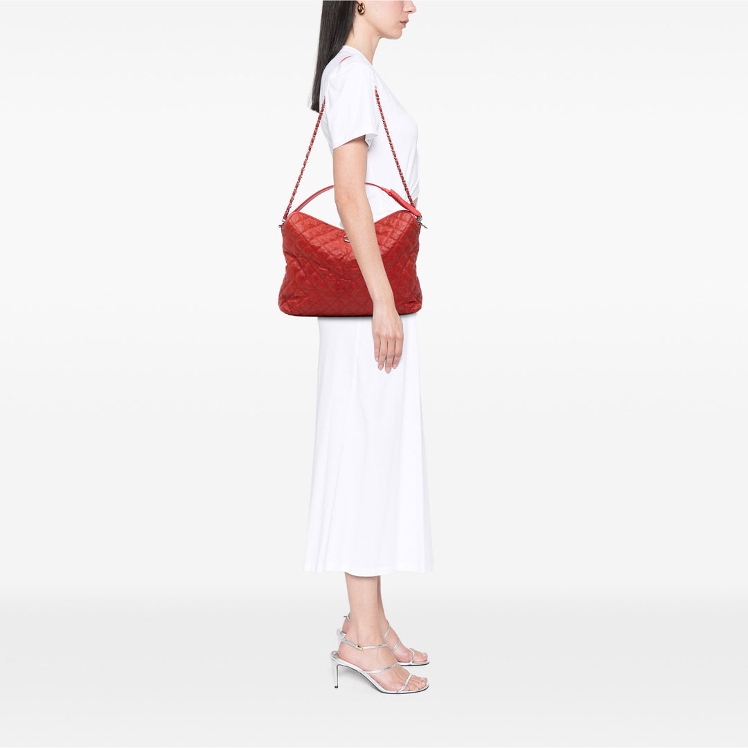 Quilted Caviar French Riviera Hobo Red - Gaby Paris
