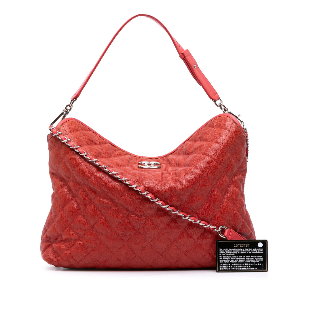 Quilted Caviar French Riviera Hobo Red - Gaby Paris