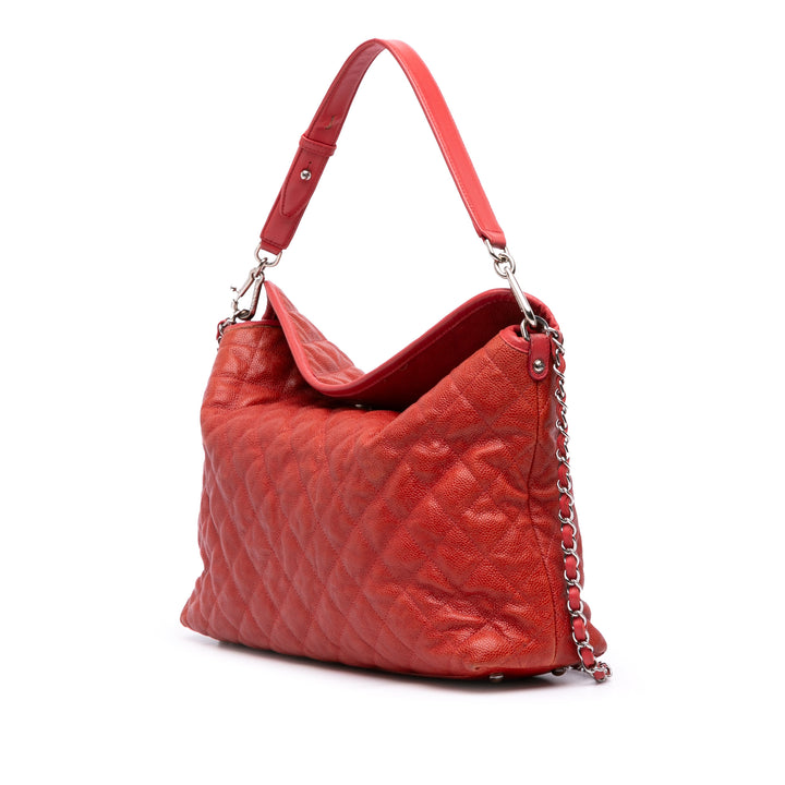 Quilted Caviar French Riviera Hobo Red - Gaby Paris
