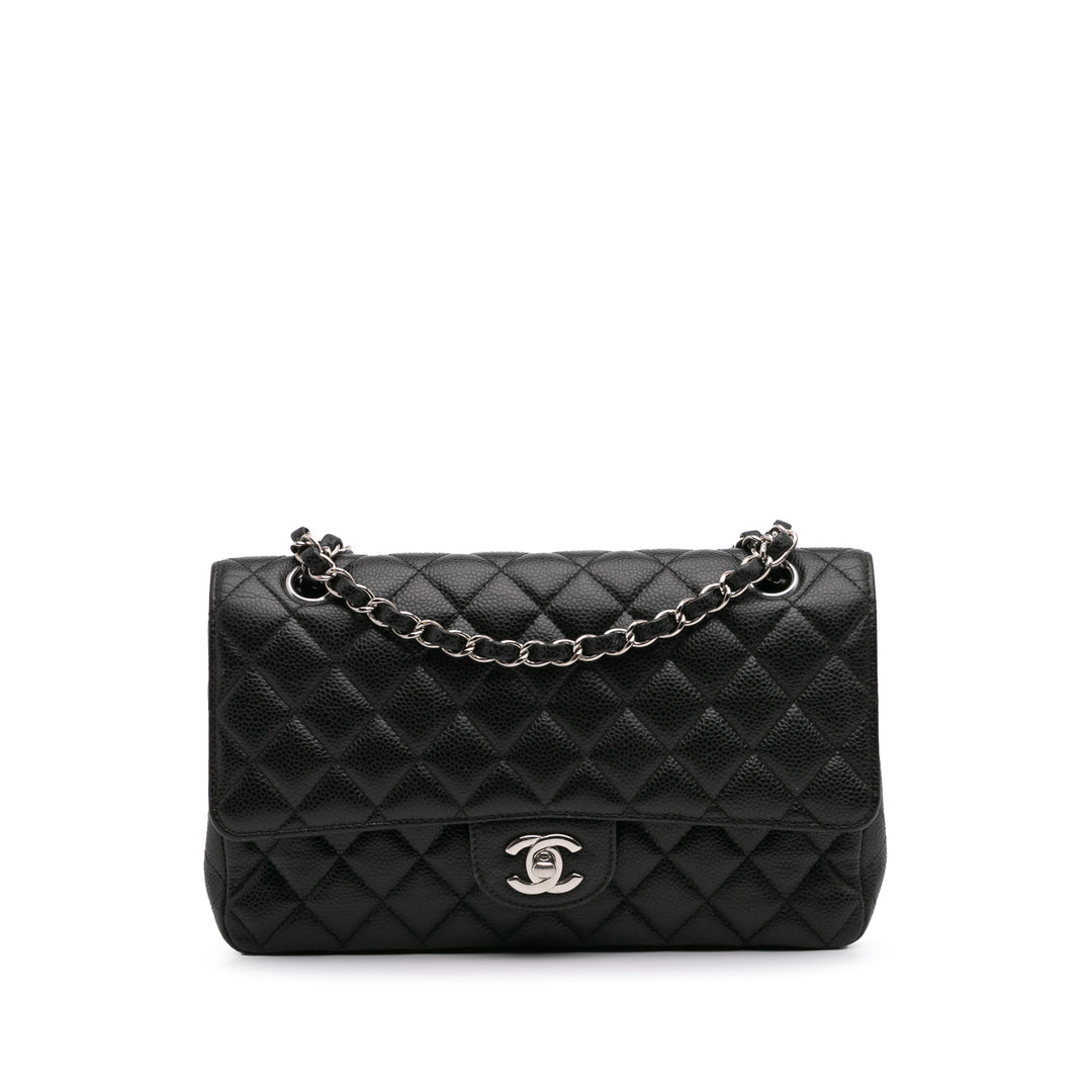 Medium Classic Caviar Double Flap Black - Gaby Paris