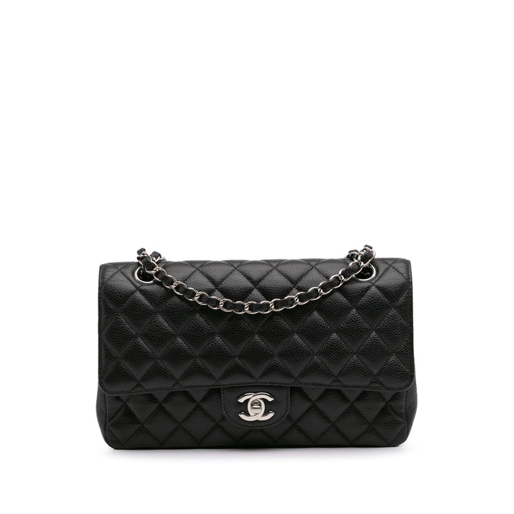 Medium Classic Caviar Double Flap Black - Gaby Paris