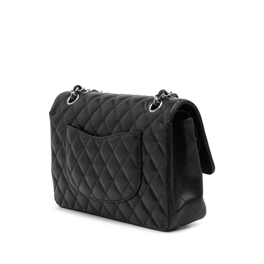 Medium Classic Caviar Double Flap Black - Gaby Paris