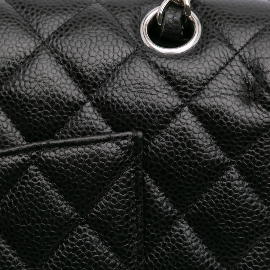 Medium Classic Caviar Double Flap Black - Gaby Paris