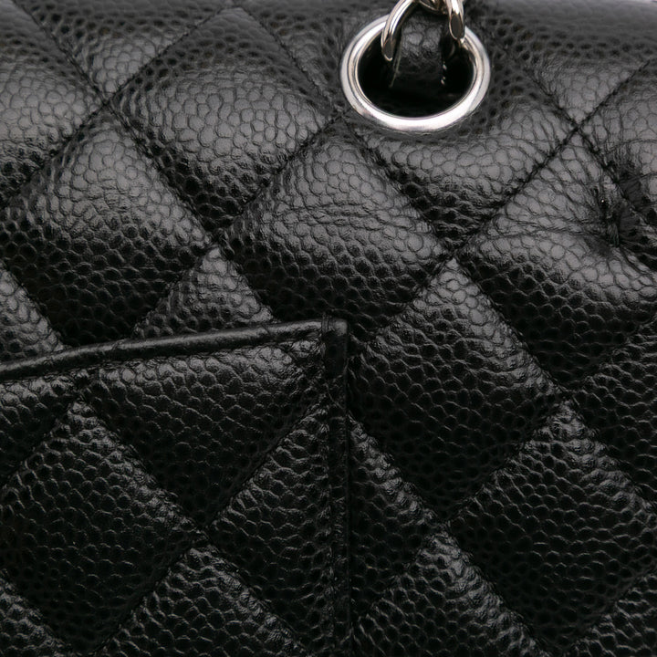 Medium Classic Caviar Double Flap Black - Gaby Paris
