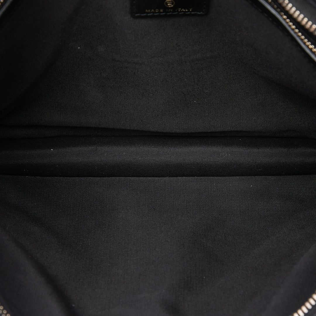 Chanel Matelassé PVC Logo Wristlet Pochette Grand Tweed Noir