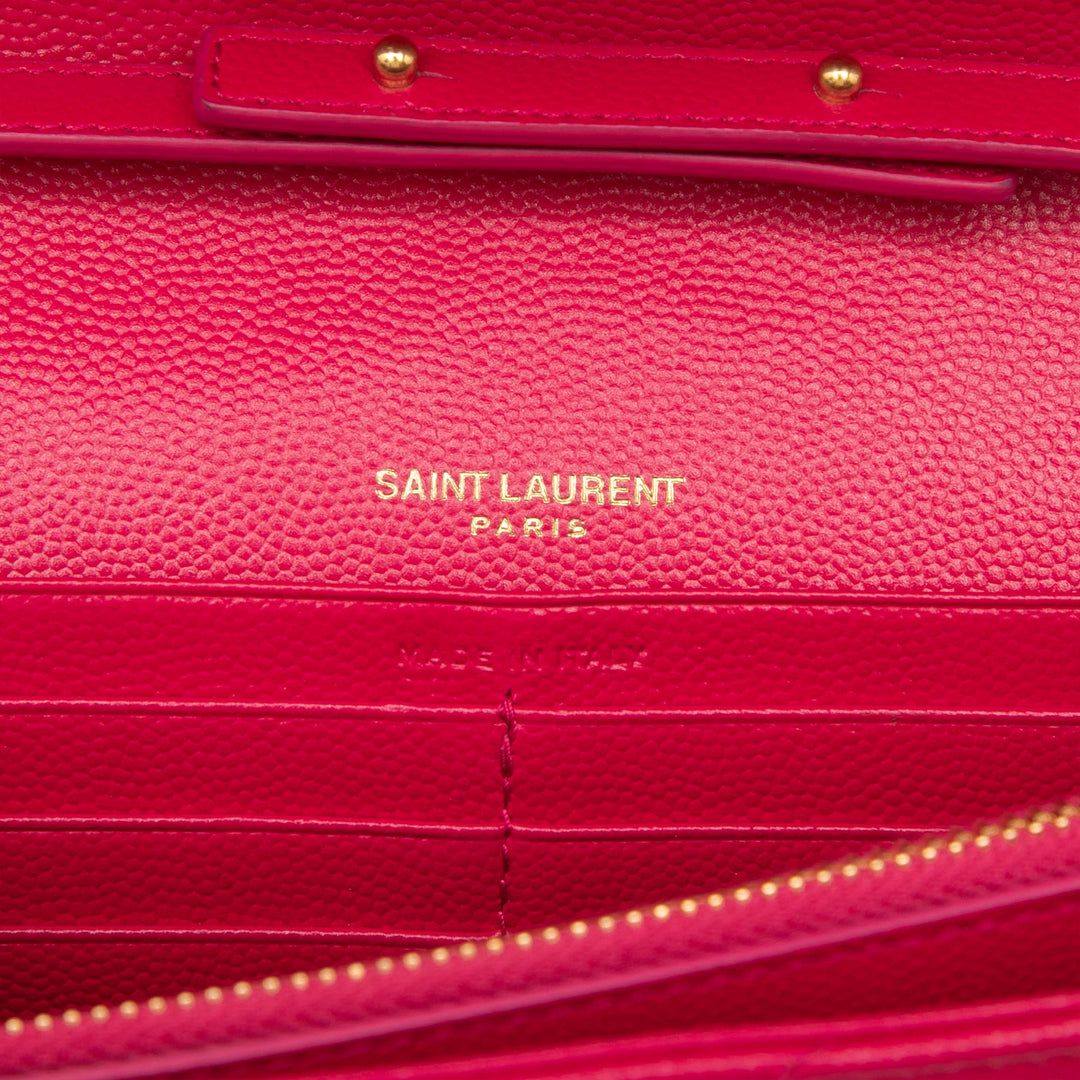 Saint Laurent Grain De Poudre Chevron Monogram Envelope Chain Portefeuille