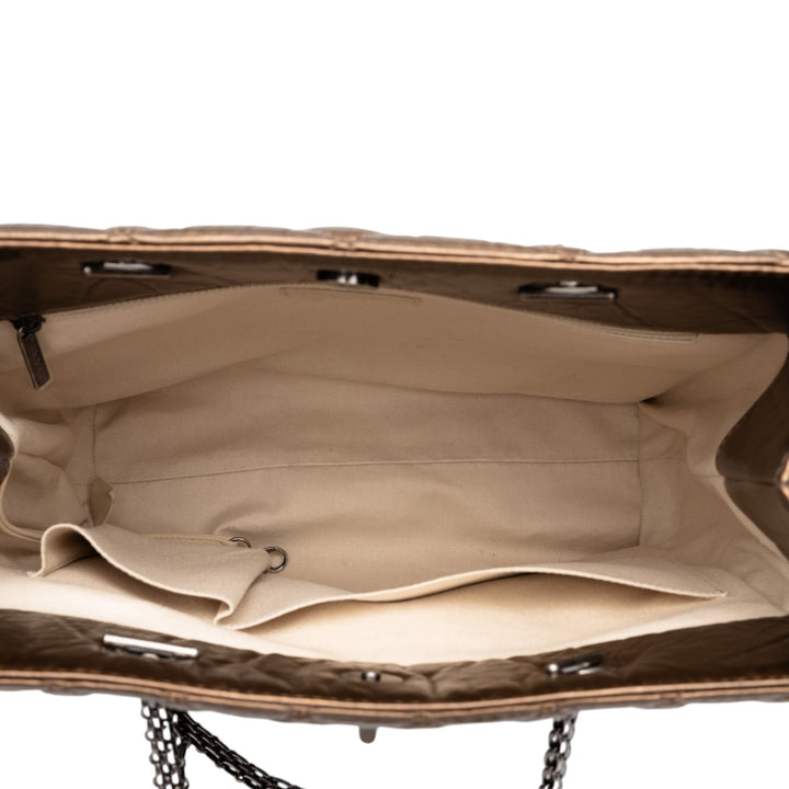 Matelassé Métallisé vieilli Reissue 2.55 Cabas Cuir de veau Marron