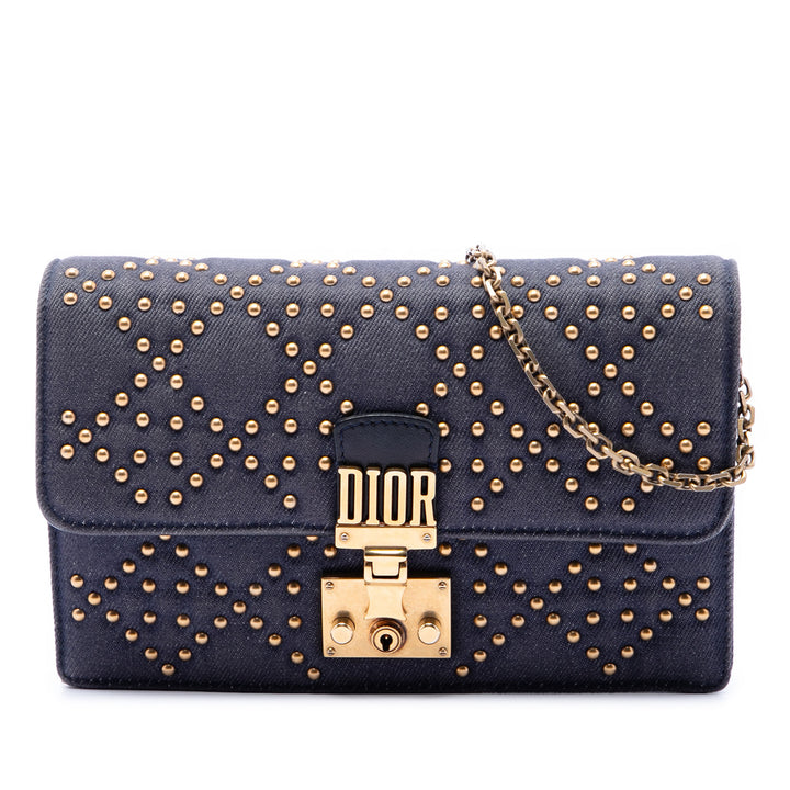 Dior Jean Cannage clouté DiorAddict Wallet on Chain