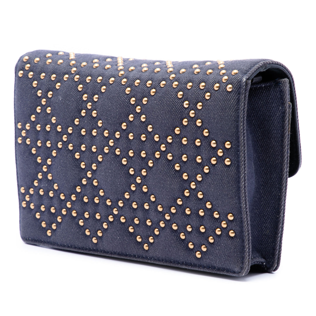 Dior Jean Cannage clouté DiorAddict Wallet on Chain