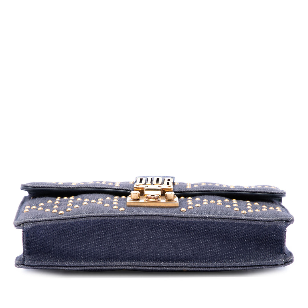 Dior Jean Cannage clouté DiorAddict Wallet on Chain