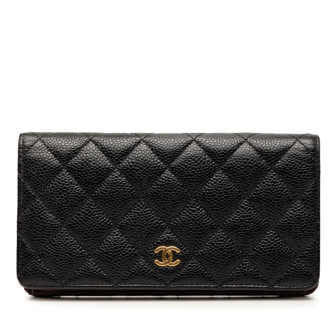 Chanel Matelassé Caviar CC L Yen Portefeuille