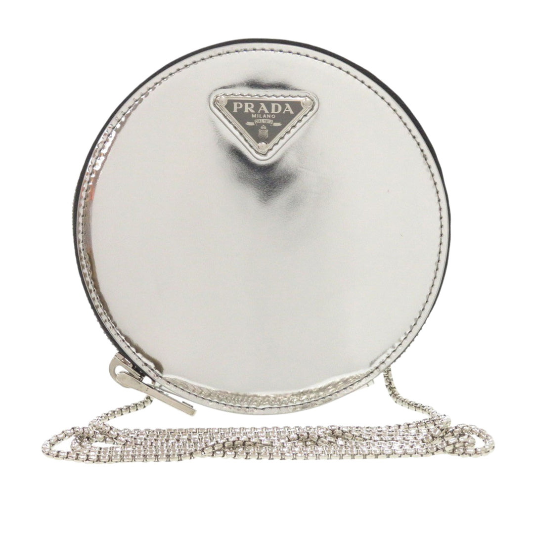 Prada Spazzolato Rond Chain Coin Sac porté croisé