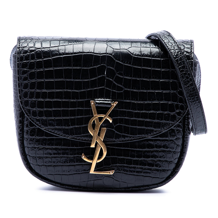 Saint Laurent Small Croc embossé Monogram Kaia Sac porté croisé