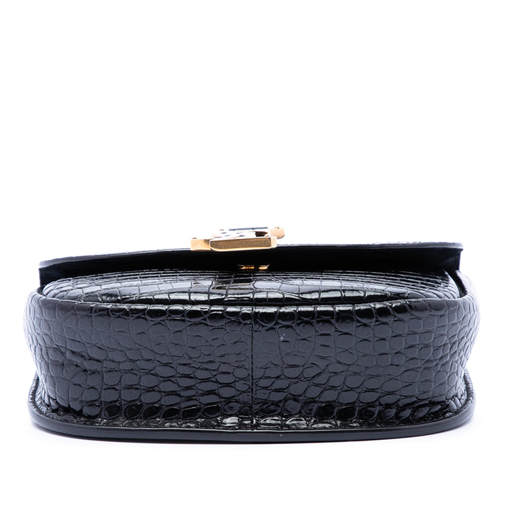 Saint Laurent Small Croc embossé Monogram Kaia Sac porté croisé