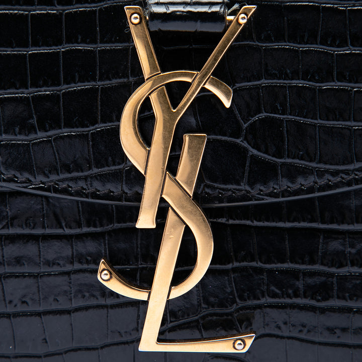 Saint Laurent Small Croc embossé Monogram Kaia Sac porté croisé