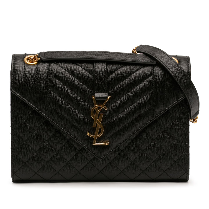 Saint Laurent Medium Grain De Poudre Triquilt Monogram Sac enveloppe