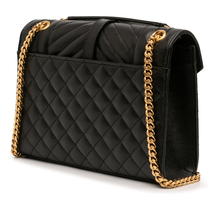 Saint Laurent Medium Grain De Poudre Triquilt Monogram Sac enveloppe
