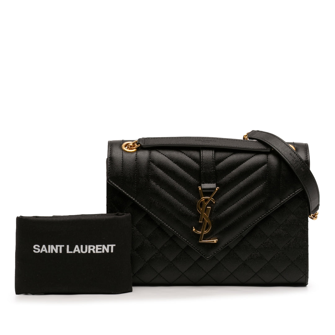 Saint Laurent Medium Grain De Poudre Triquilt Monogram Sac enveloppe