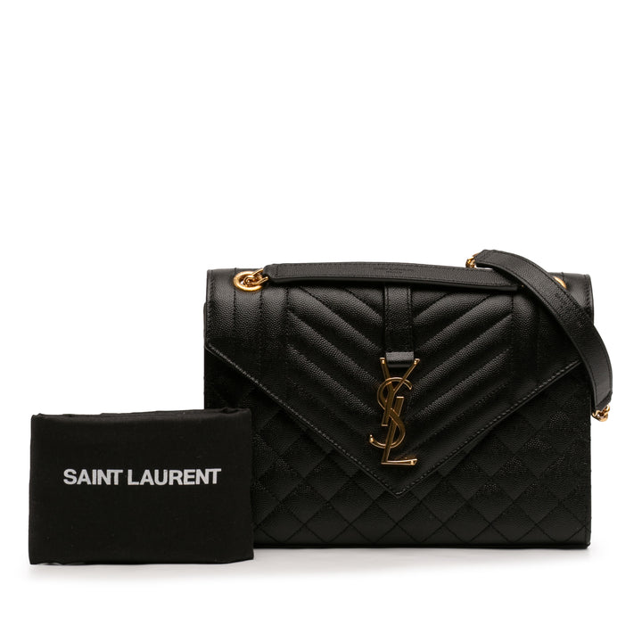 Saint Laurent Medium Grain De Poudre Triquilt Monogram Sac enveloppe