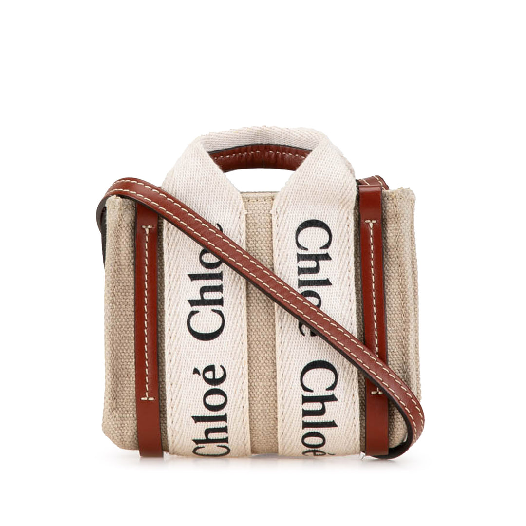 Chloé Mini Canvas Woody Satchel Brown - GABY PARIS