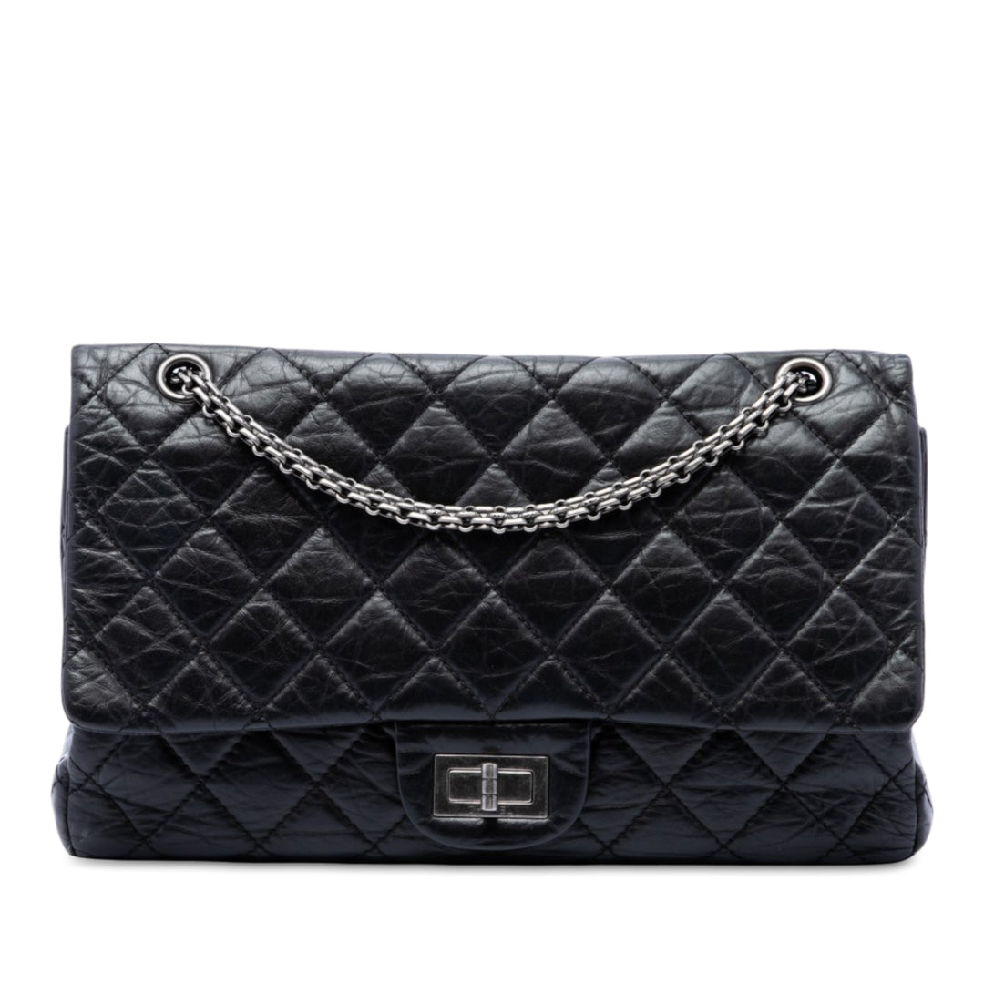 Chanel Matelassé vieilli Reissue 2.55 Double rabat 227 Cuir de veau Noir