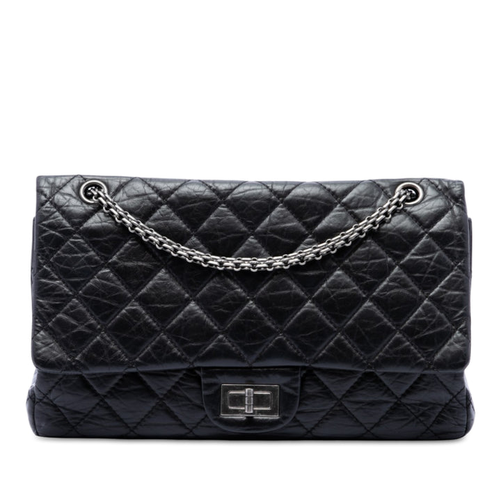 Chanel Matelassé vieilli Reissue 2.55 Double rabat 227 Cuir de veau Noir