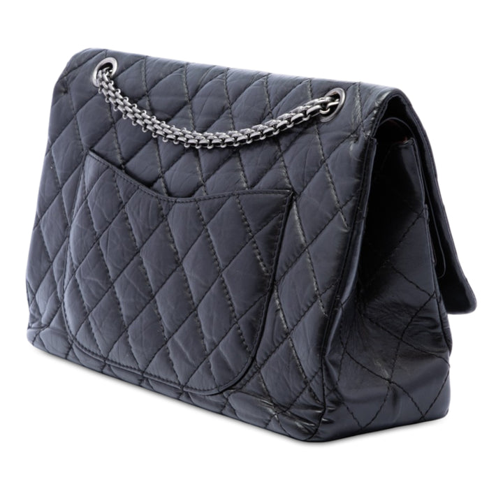 Chanel Matelassé vieilli Reissue 2.55 Double rabat 227 Cuir de veau Noir